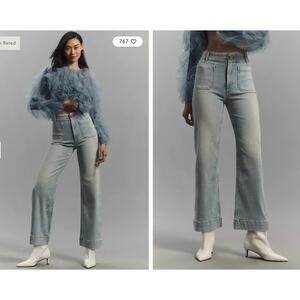 The Colette Rhinestone Crop Wide-Leg Jeans by Maeve | Size 33